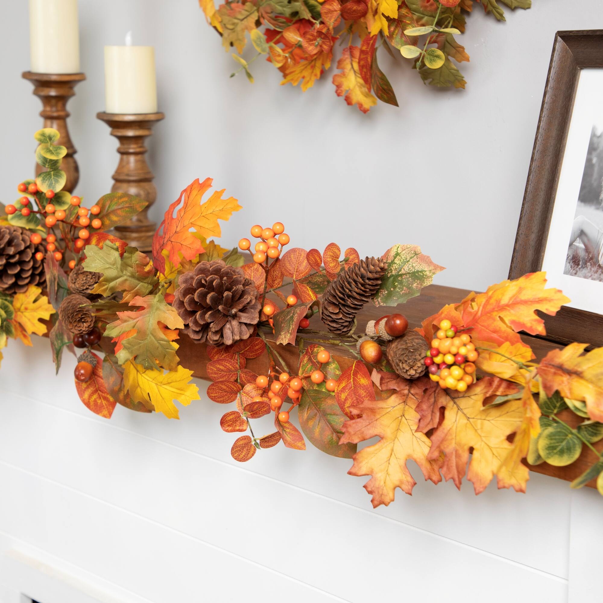 5ft. Unlit Autumn Leaves & Pinecone Fall Harvest Artificial Garland